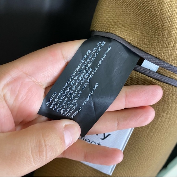 Theory Double Breasted Bonded Wool Blend Coat Tan Sz 12 - Picture 3 of 11